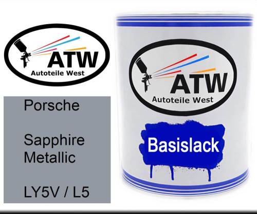 Porsche, Sapphire Metallic, LY5V / L5: 1L Lackdose, von ATW Autoteile West.